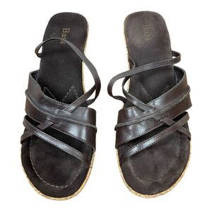 G .H. Bass Chianti Strappy Women's Sz 9 Brown Leather Strapy Cork Wedge Sandals